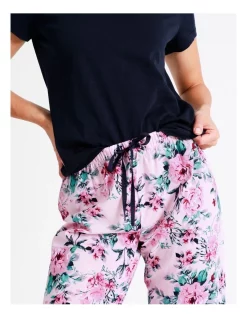 Outlet ⭐ Soho Organic Cotton Knit V-Neck 3/4 PJ Set In Floral/ Navy 🔔 -sleepwear-robes Sales unnamed file 162