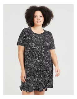 Outlet ✔️ Taking Shape Cotton Short Sleeve Nightie In Black/White Spot 💯