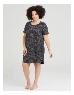 Outlet ✔️ Taking Shape Cotton Short Sleeve Nightie In Black/White Spot 💯 -sleepwear-robes Sales unnamed file 1637
