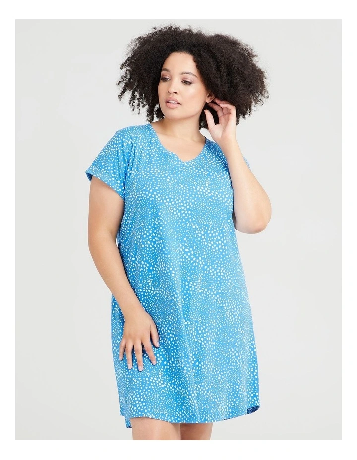 Buy β¨ Taking Shape V-neck Cuff Nightie Mid In Blue/White Spot π 5 Buy β¨ Taking Shape V-neck Cuff Nightie Mid In Blue/White Spot π - Image 3
