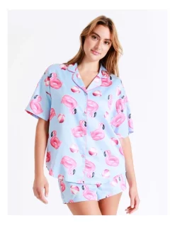 Brand new 🧨 Chloe & Lola Novelty Satin Short Sleeve PJ Set In Blue 🧨 -sleepwear-robes Sales unnamed file 17