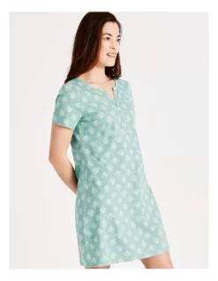 Best Sale ✔️ Soho Organic Cotton Short Sleeve Half Placket Nightie In Mint ✨ -sleepwear-robes Sales unnamed file 1719