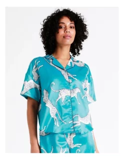 Promo 😍 Chloe & Lola Satin Sleep 👚 Shirt In Teal ✔️