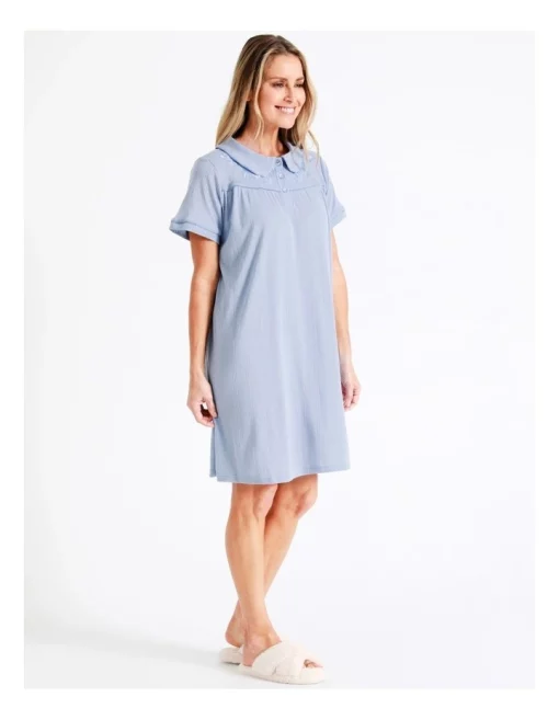 Best Sale 💯 Soho Knit Short Sleeve Nightie In Blue 🔔 -sleepwear-robes Sales unnamed file 1746