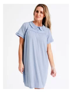 Best Sale 💯 Soho Knit Short Sleeve Nightie In Blue 🔔 -sleepwear-robes Sales unnamed file 1749