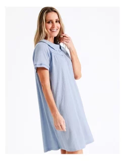 Best Sale 💯 Soho Knit Short Sleeve Nightie In Blue 🔔 -sleepwear-robes Sales unnamed file 1750