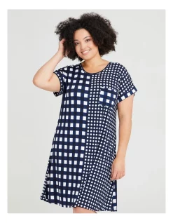 Cheapest ๐ Taking Shape Bamboo Spliced Gingham Nightie In Blue Multi โค๏ธ