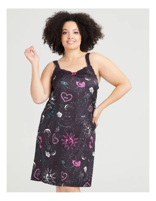 Promo 🌟 Taking Shape Satin Zodiac Lace Nightie In Print 🎉 -sleepwear-robes Sales unnamed file 1779