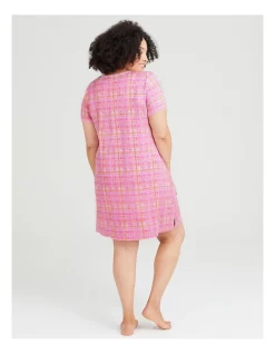 Hot Sale 😉 Taking Shape Bamboo Painterly Check Nightie In Pink Multi 🎉 -sleepwear-robes Sales unnamed file 1789
