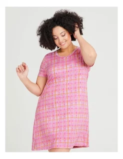 Hot Sale 😉 Taking Shape Bamboo Painterly Check Nightie In Pink Multi 🎉 -sleepwear-robes Sales unnamed file 1790