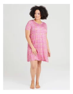 Hot Sale 😉 Taking Shape Bamboo Painterly Check Nightie In Pink Multi 🎉 -sleepwear-robes Sales unnamed file 1791