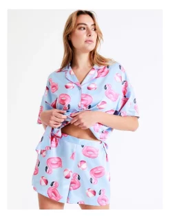 Brand new 🧨 Chloe & Lola Novelty Satin Short Sleeve PJ Set In Blue 🧨 -sleepwear-robes Sales unnamed file 18