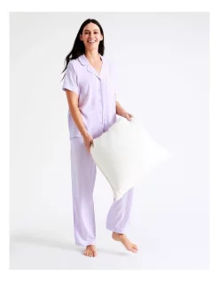 Cheap 💯 Soho Short Sleeve Long PJ Set In Lavender 😉