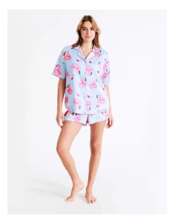 Brand new 🧨 Chloe & Lola Novelty Satin Short Sleeve PJ Set In Blue 🧨 -sleepwear-robes Sales unnamed file 19