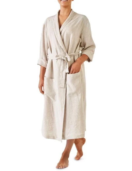 Promo 😉 Linen House Nimes Bath Robe Beige 😍 -sleepwear-robes Sales unnamed file 1987