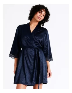 Flash Sale ✔️ Chloe & Lola Jacquard Spot Satin Lace Robe In Navy 😀