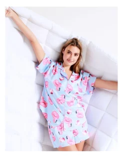 Brand new 🧨 Chloe & Lola Novelty Satin Short Sleeve PJ Set In Blue 🧨 -sleepwear-robes Sales unnamed file 20