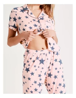 Buy 👍 Chloe & Lola Stars Print Sleep Set In Pink/Charcoal 🎉 -sleepwear-robes Sales unnamed file 202