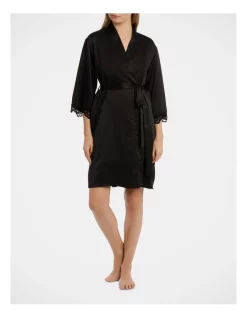 Discount 🥰 Chloe & Lola Basics Satin Robe Black 👍