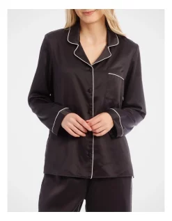 Cheapest ⭐ Chloe & Lola Basics Long Sleeve Satin Pyjamas Set Black ⌛ -sleepwear-robes Sales unnamed file 206