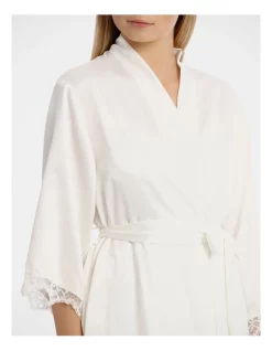 Best Sale 😉 Chloe & Lola Basics Satin Robe Ivory 👏 -sleepwear-robes Sales unnamed file 2077