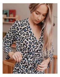 Outlet 😍 OiOi Mama Robe Blue Leopard ✔️ -sleepwear-robes Sales unnamed file 2090