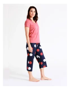 Best deal ✨ Soho Organic Cotton Knit V-Neck 3/4 PJ Set In Navy Multi 🌟 -sleepwear-robes Sales unnamed file 243
