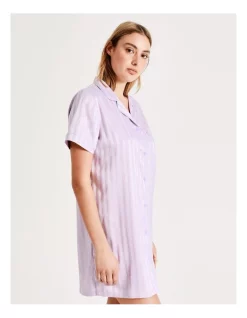 Discount ✨ Chloe & Lola Monogram Jacquard Satin Short Sleeve Sleep 👚 Shirt In Lilac/Mint 👍 -sleepwear-robes Sales unnamed file 279