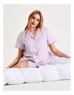 Discount ✨ Chloe & Lola Monogram Jacquard Satin Short Sleeve Sleep 👚 Shirt In Lilac/Mint 👍 -sleepwear-robes Sales unnamed file 283
