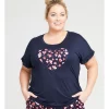 Best Sale 👍 Taking Shape Bamboo Heart Frill Pyjama Top In Navy ⭐ -sleepwear-robes Sales unnamed file 425