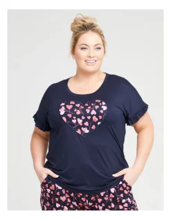 Best Sale ๐ Taking Shape Bamboo Heart Frill Pyjama Top In Navy โญ