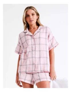 New 😍 Chloe & Lola Oversize Check Short Sleeve Set In Pink 😉 -sleepwear-robes Sales unnamed file 452