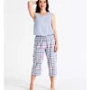 Best Pirce ✨ Soho Organic Cotton Woven 3/4 Pant In Pink/Blue Check 🎉 -sleepwear-robes Sales unnamed file 458