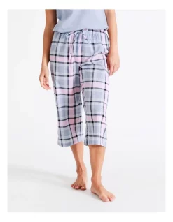 Best Pirce ✨ Soho Organic Cotton Woven 3/4 Pant In Pink/Blue Check 🎉 -sleepwear-robes Sales unnamed file 459