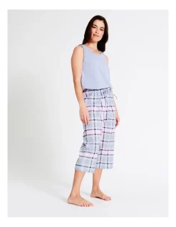 Best Pirce ✨ Soho Organic Cotton Woven 3/4 Pant In Pink/Blue Check 🎉 -sleepwear-robes Sales unnamed file 460