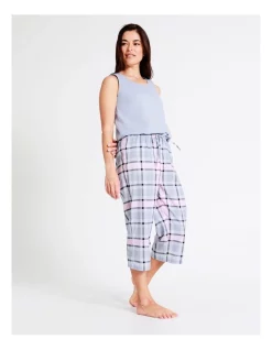 Best Pirce ✨ Soho Organic Cotton Woven 3/4 Pant In Pink/Blue Check 🎉 -sleepwear-robes Sales unnamed file 462