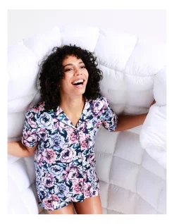 Deals ⭐ Chloe & Lola Flat Satin Short Sleeve PJ Set In Navy 🎉 -sleepwear-robes Sales unnamed file 476