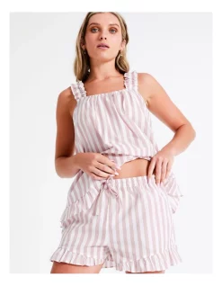 Hot Sale 🛒 Chloe & Lola Frill Hem Sleep Short In Taupe 💯 -sleepwear-robes Sales unnamed file 513