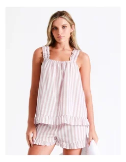 Hot Sale 🛒 Chloe & Lola Frill Hem Sleep Short In Taupe 💯 -sleepwear-robes Sales unnamed file 514