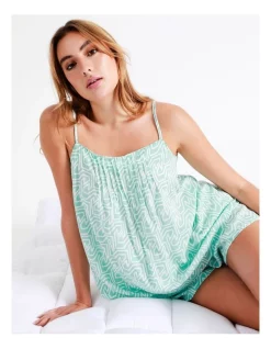 Best deal 🤩 Chloe & Lola Geo Pin Tuck Cami And Boxer Short In Teal 👏 -sleepwear-robes Sales unnamed file 533