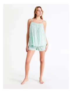 Best deal 🤩 Chloe & Lola Geo Pin Tuck Cami And Boxer Short In Teal 👏 -sleepwear-robes Sales unnamed file 534