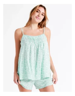 Best deal 🤩 Chloe & Lola Geo Pin Tuck Cami And Boxer Short In Teal 👏 -sleepwear-robes Sales unnamed file 535