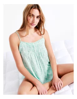 Best deal 🤩 Chloe & Lola Geo Pin Tuck Cami And Boxer Short In Teal 👏 -sleepwear-robes Sales unnamed file 536