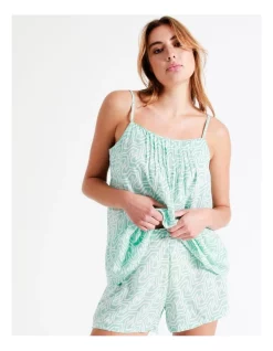 Best deal 🤩 Chloe & Lola Geo Pin Tuck Cami And Boxer Short In Teal 👏 -sleepwear-robes Sales unnamed file 537