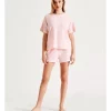 Buy 🎁 Chloe & Lola Waffle Short Sleeve Top In Pink 👏 -sleepwear-robes Sales unnamed file 545