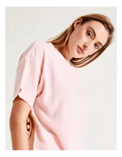 Buy 🎁 Chloe & Lola Waffle Short Sleeve Top In Pink 👏 -sleepwear-robes Sales unnamed file 546