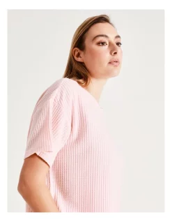 Buy 🎁 Chloe & Lola Waffle Short Sleeve Top In Pink 👏 -sleepwear-robes Sales unnamed file 548