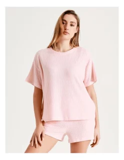 Buy 🎁 Chloe & Lola Waffle Short Sleeve Top In Pink 👏 -sleepwear-robes Sales unnamed file 549