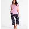 Best Sale ⌛ Soho Organic Cotton Knit V-Neck 3/4 PJ Set In Pink ⭐ -sleepwear-robes Sales unnamed file 57
