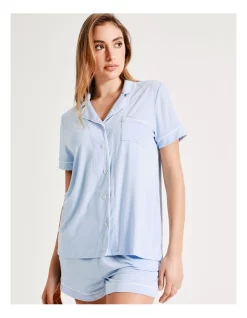 Top 10 ⌛ Chloe & Lola Bamboo Short Sleeve Short PJ Set In Blue 🤩 -sleepwear-robes Sales unnamed file 611
